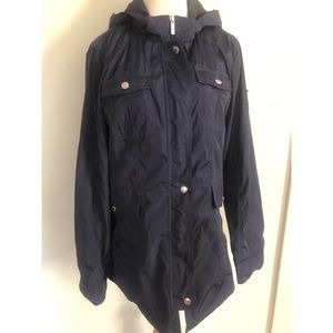 Chaps Navy Hooded Anorak Lined Rain Jacket Sz: S